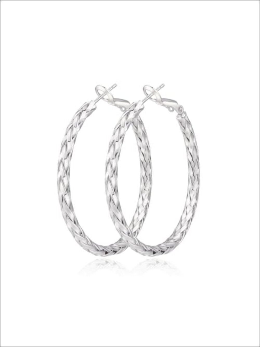 Sterling Silver Post Hoop Earrings Twist Design Lightweight Gift
